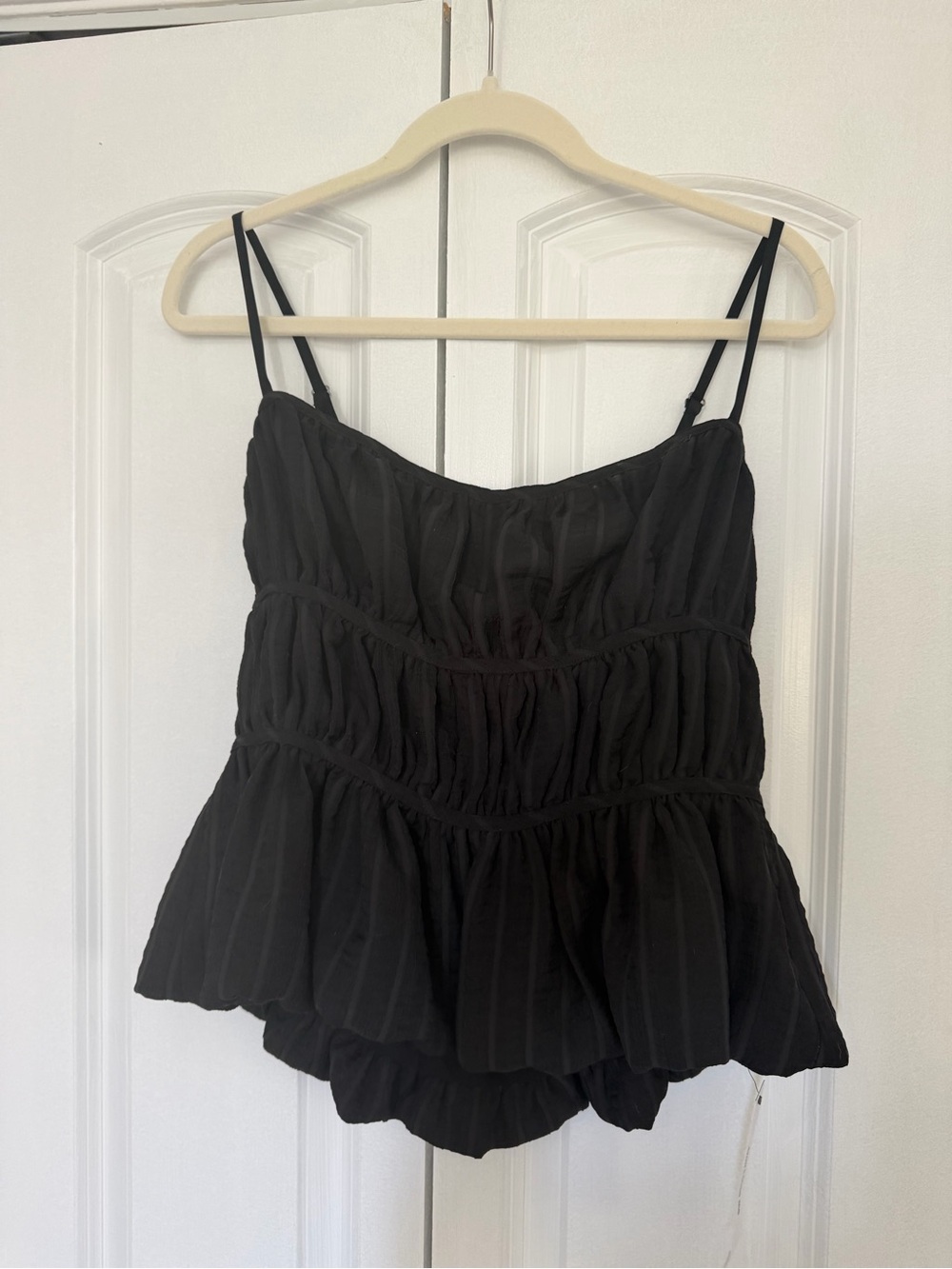 Black Sleeveless Ruffled Camisole Top